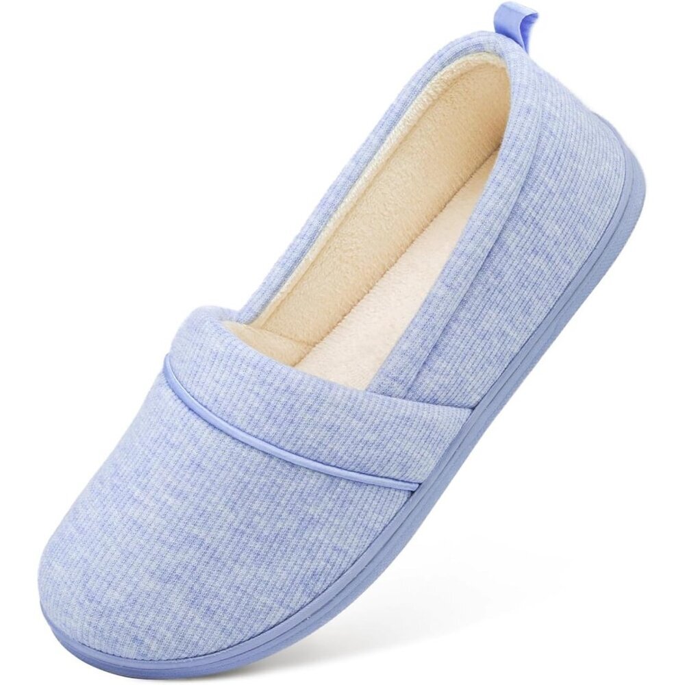 Women's Lightweight Light Blue Loafer Memory Foam Non Slip Slippers Boot Shoes